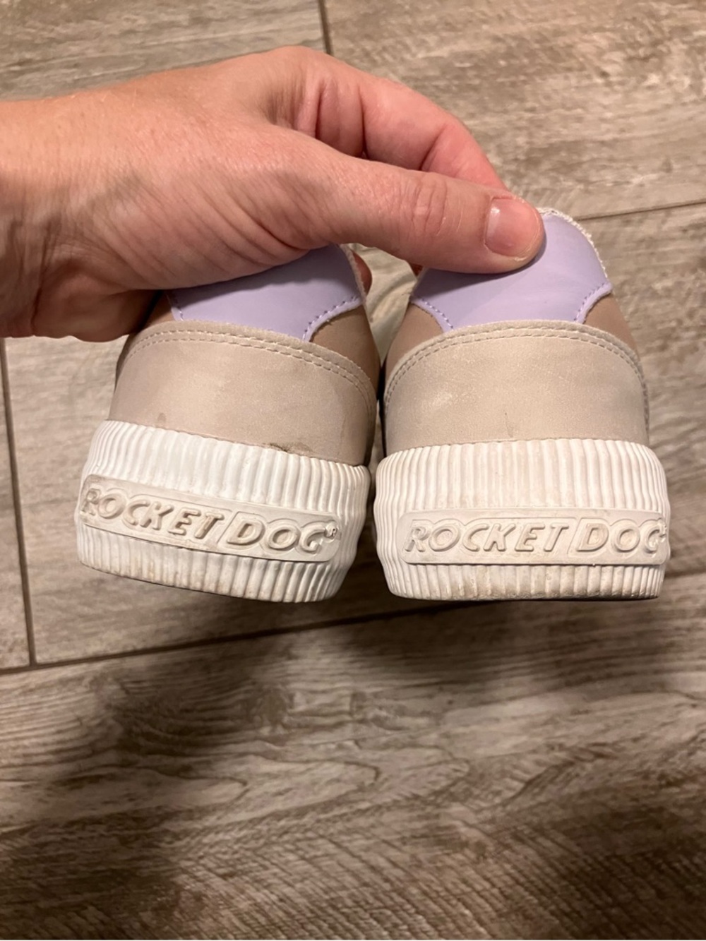Rocket Dog White Sneakers with Tan, Light Blue, and Lilac Accents - Picture 4 of 6